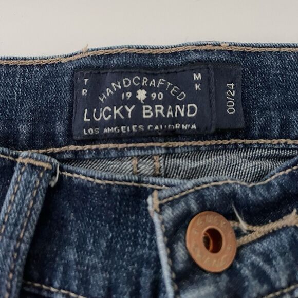 Lucky Brand Embroidered Jean Shorts Malibu Size 24 Elephant Dark Blue Denim - Picture 5 of 5